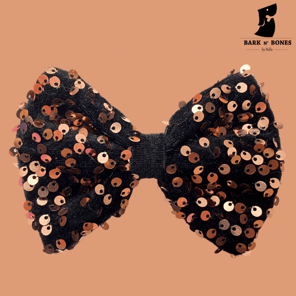 BNB Sequins Bowtie - Rose Gold - Bark N' Bones By Bella