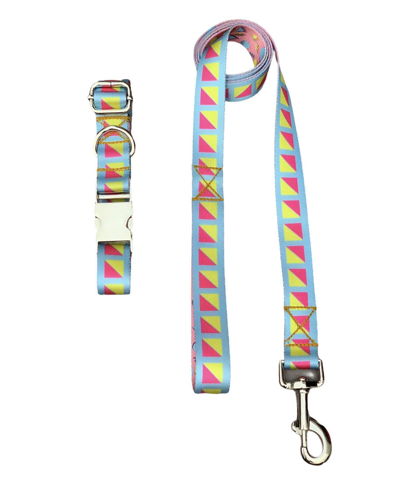 Geometric Patterned Collar & Leash Set - Bark N' Bones By Bella