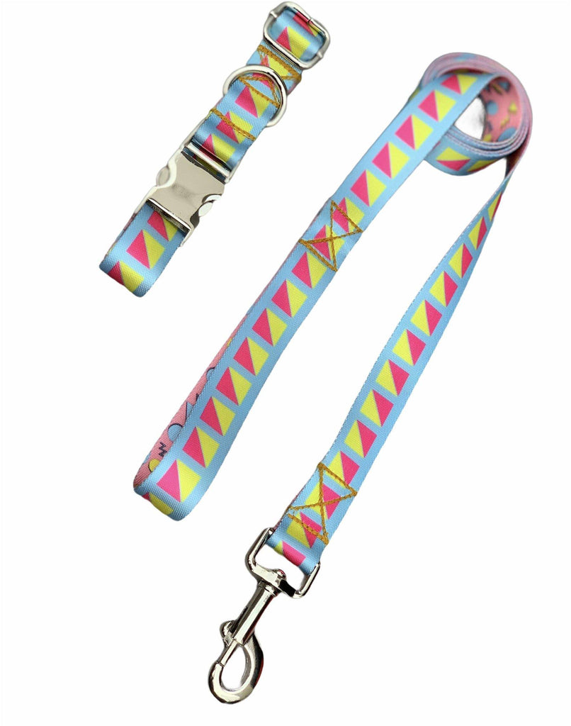 Geometric Patterned Collar & Leash Set - Bark N' Bones By Bella
