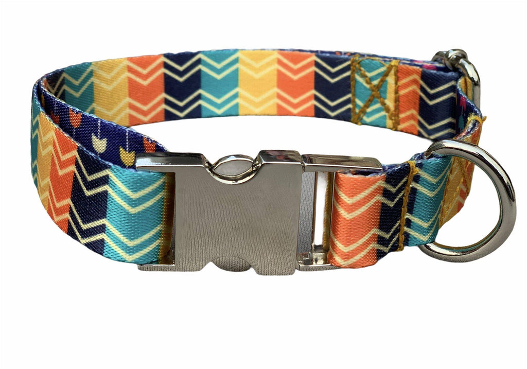 Lines & Tulips Patterned Collar & Leash Set - Bark N' Bones By Bella