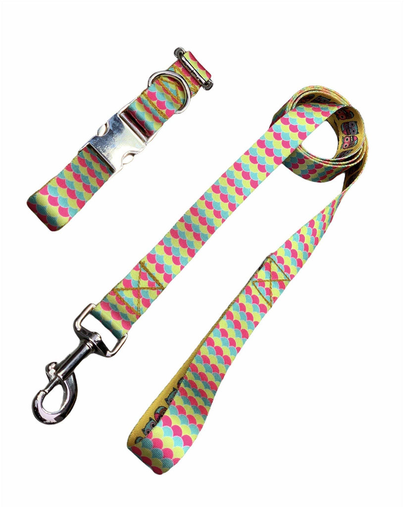 Pop Fins Patterned Collar & Leash Set - Bark N' Bones By Bella