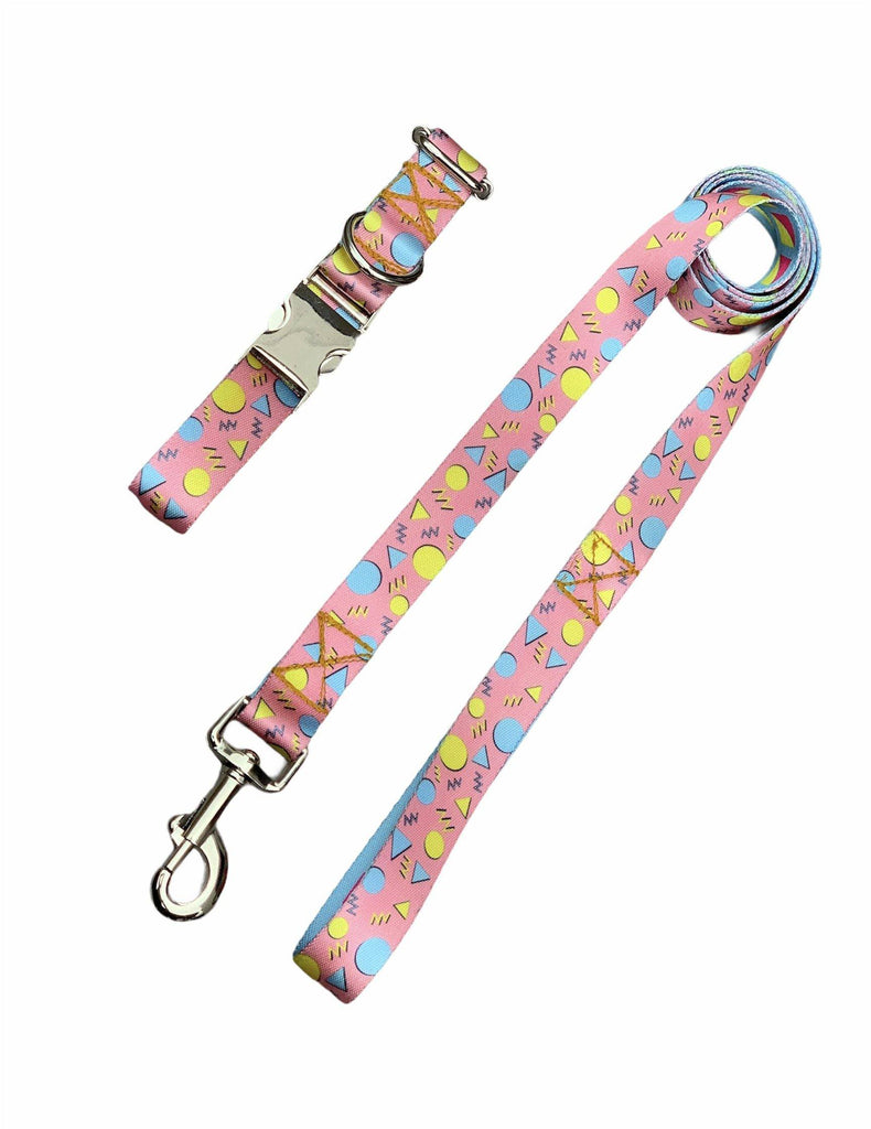 Triangular Circular Patterned Collar & Leash Set - Bark N' Bones By Bella