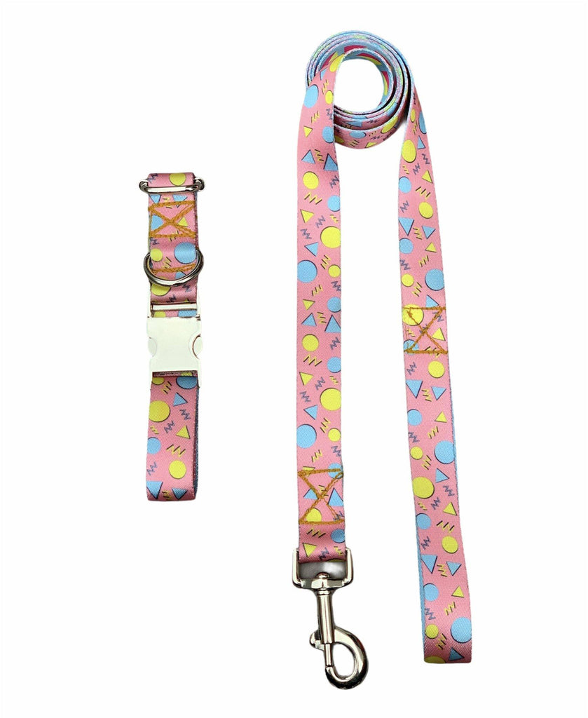 Triangular Circular Patterned Collar & Leash Set - Bark N' Bones By Bella
